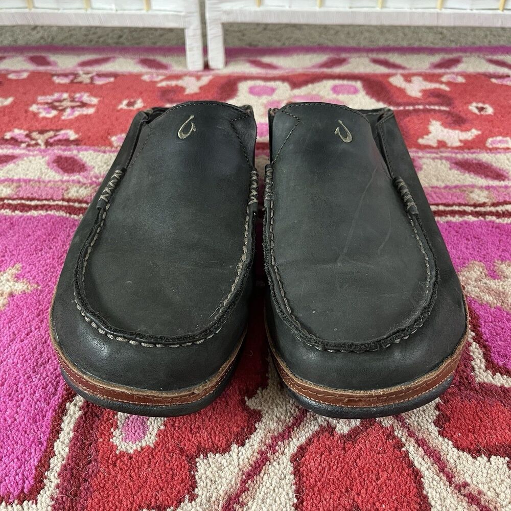 Olukai Mens Moloa Loafer US 11/44 EU Black Leather Convertible Slip-on Shoes - Picture 2 of 10